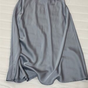 Blue midi satin skirt